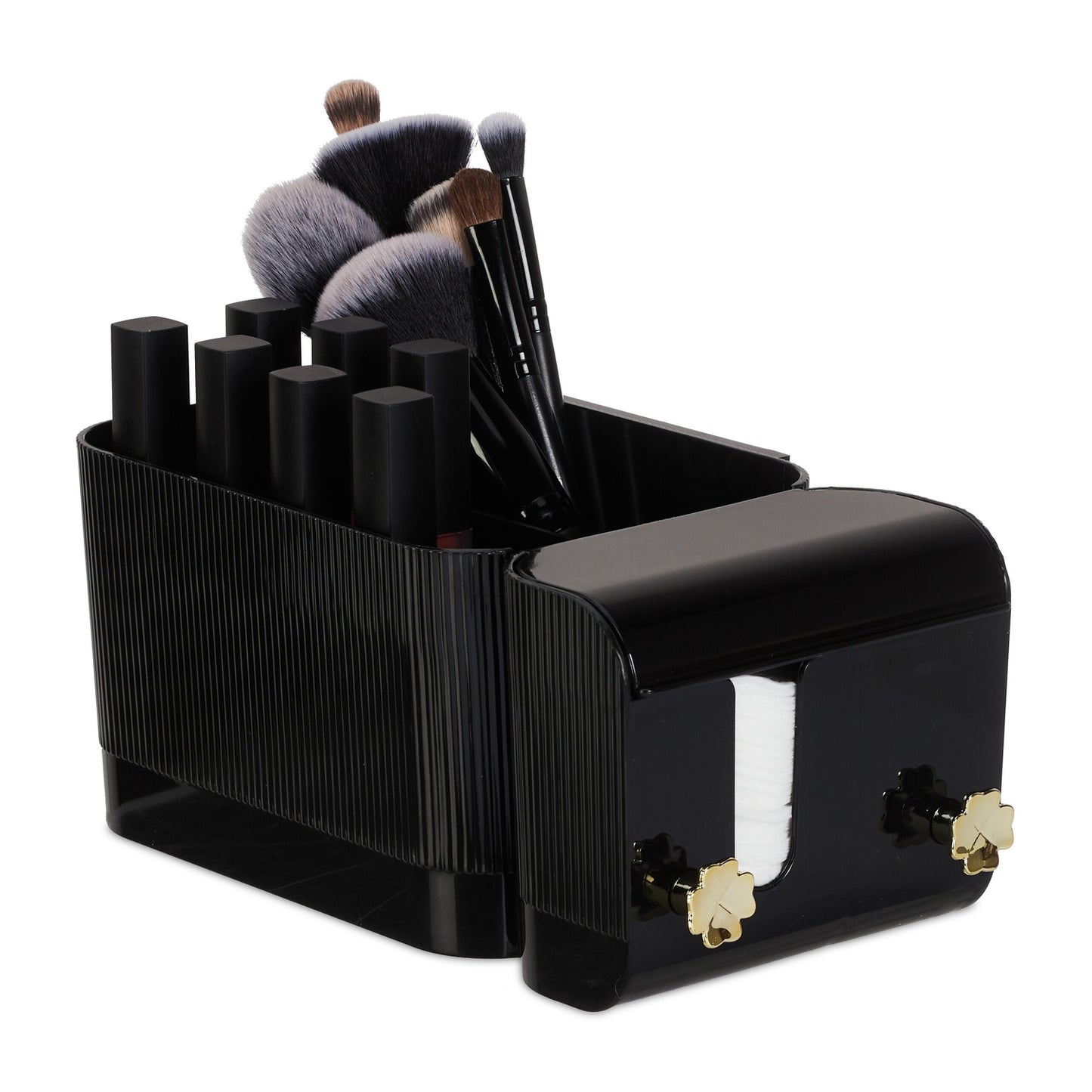 Black Adhesive Bathroom Cosmetics Organiser, 4 Compartments