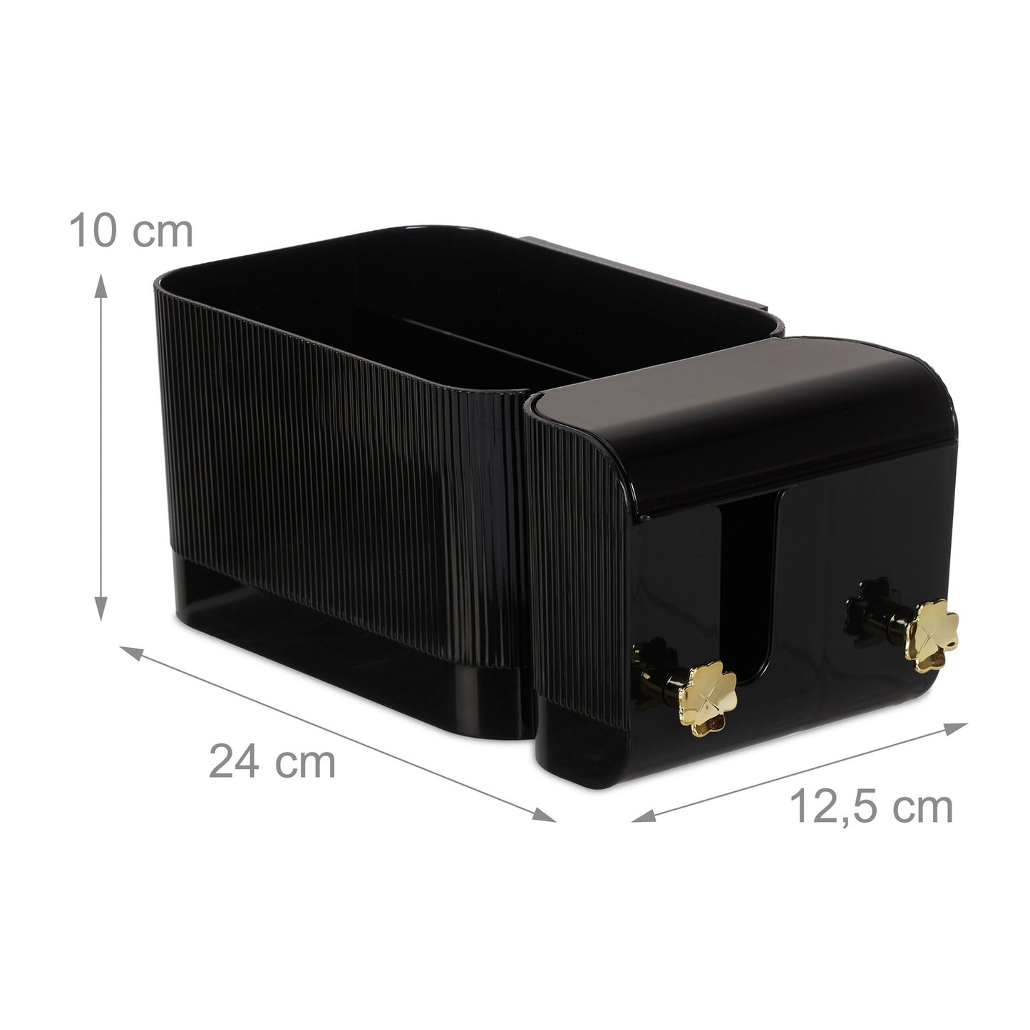 Black Adhesive Bathroom Cosmetics Organiser, 4 Compartments