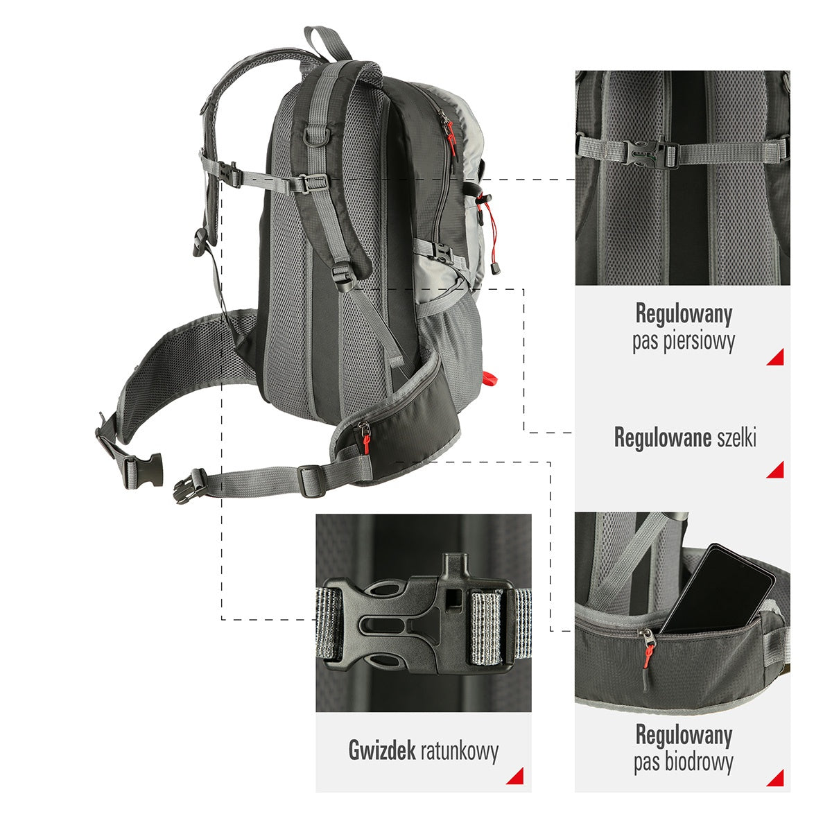 Black Backpack, 25L Capacity, Lightweight Design