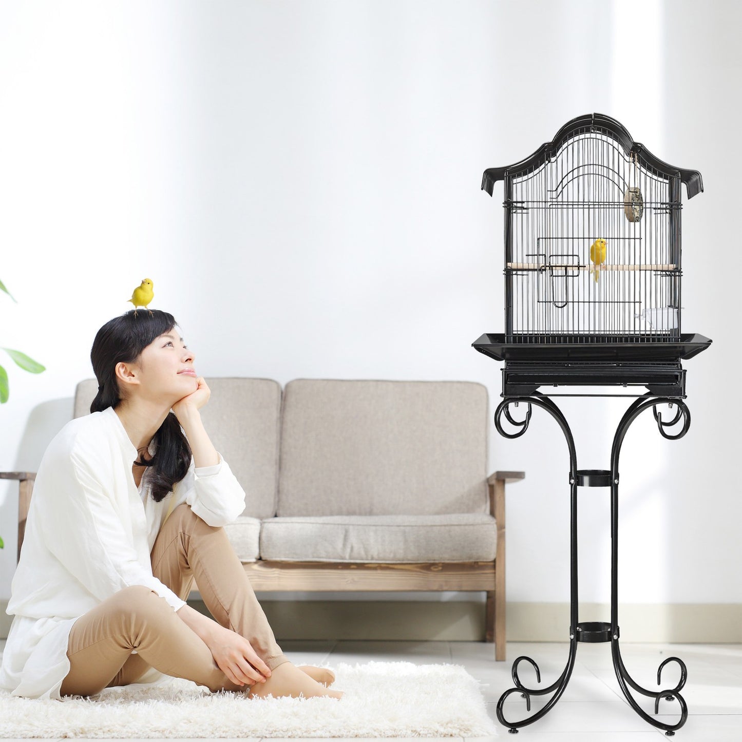 Black Bird Cage with Stand