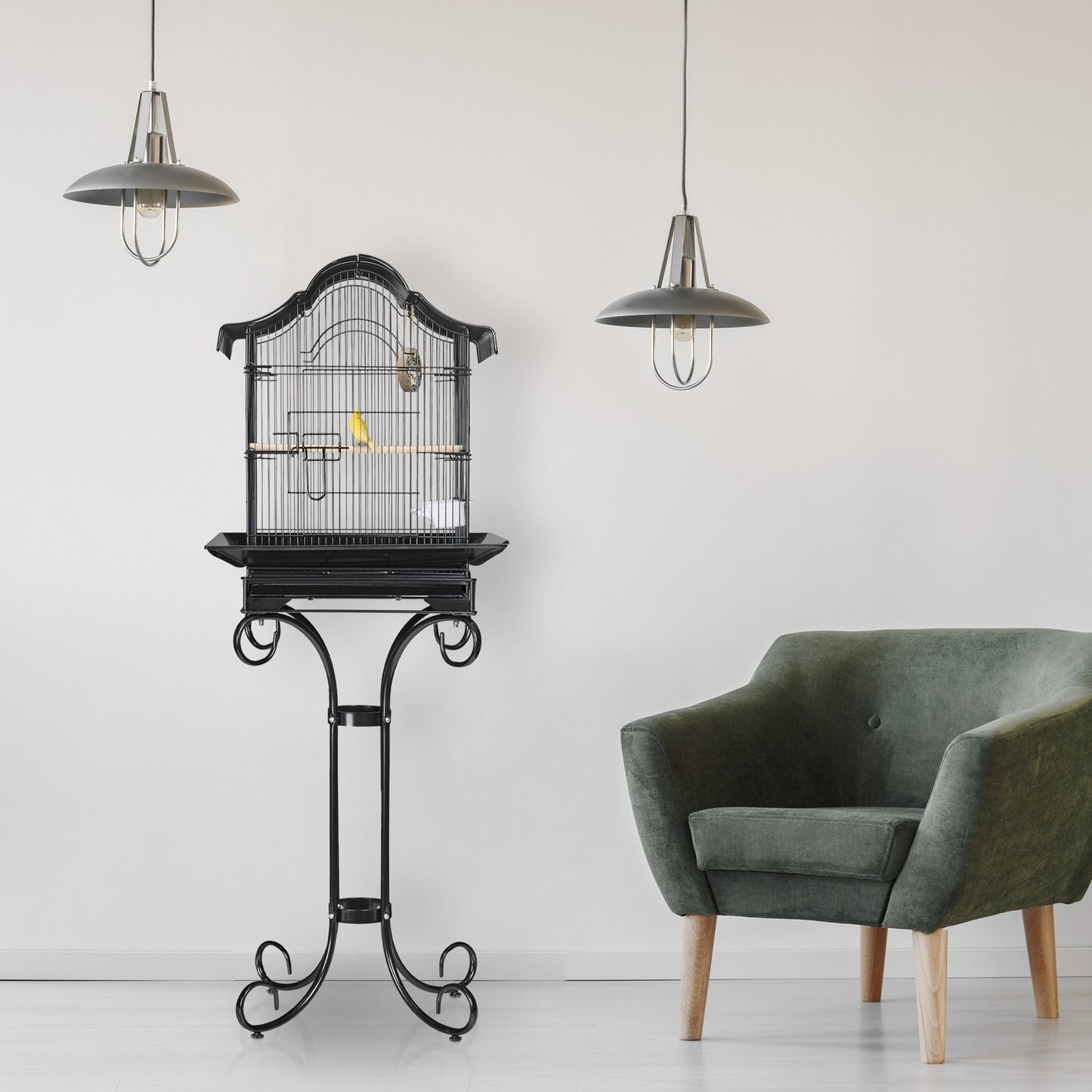 Black Bird Cage with Stand