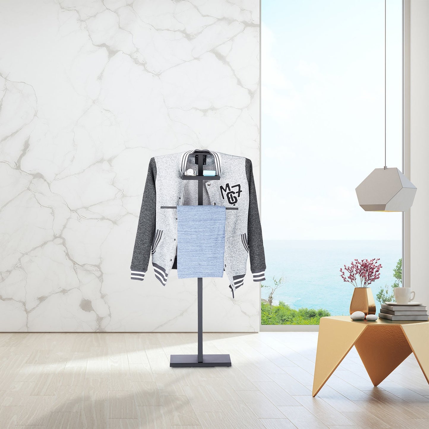 Black Clothes Valet Stand