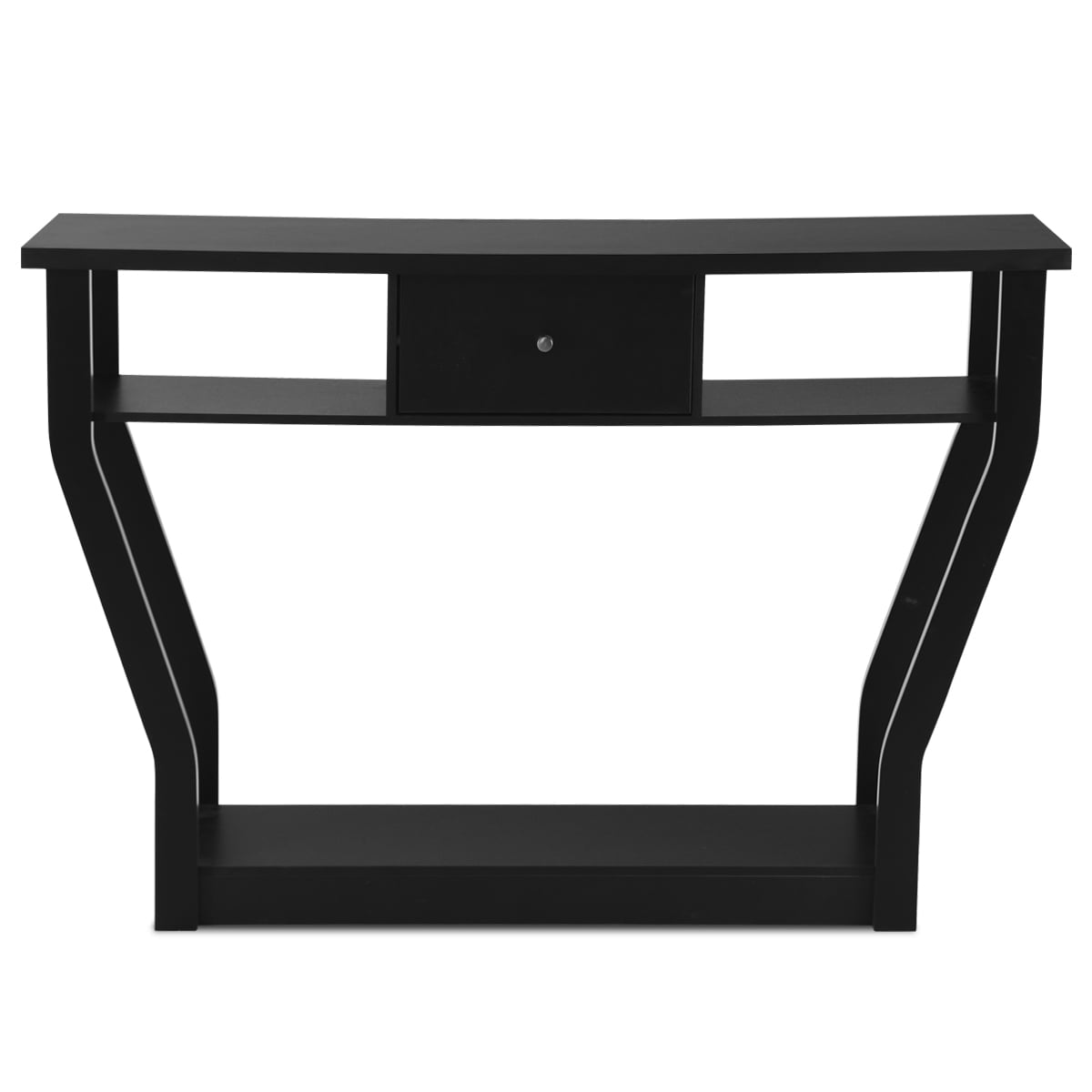 Black Console Table with Drawer and Shelf – 120 x 30 x 81 cm
