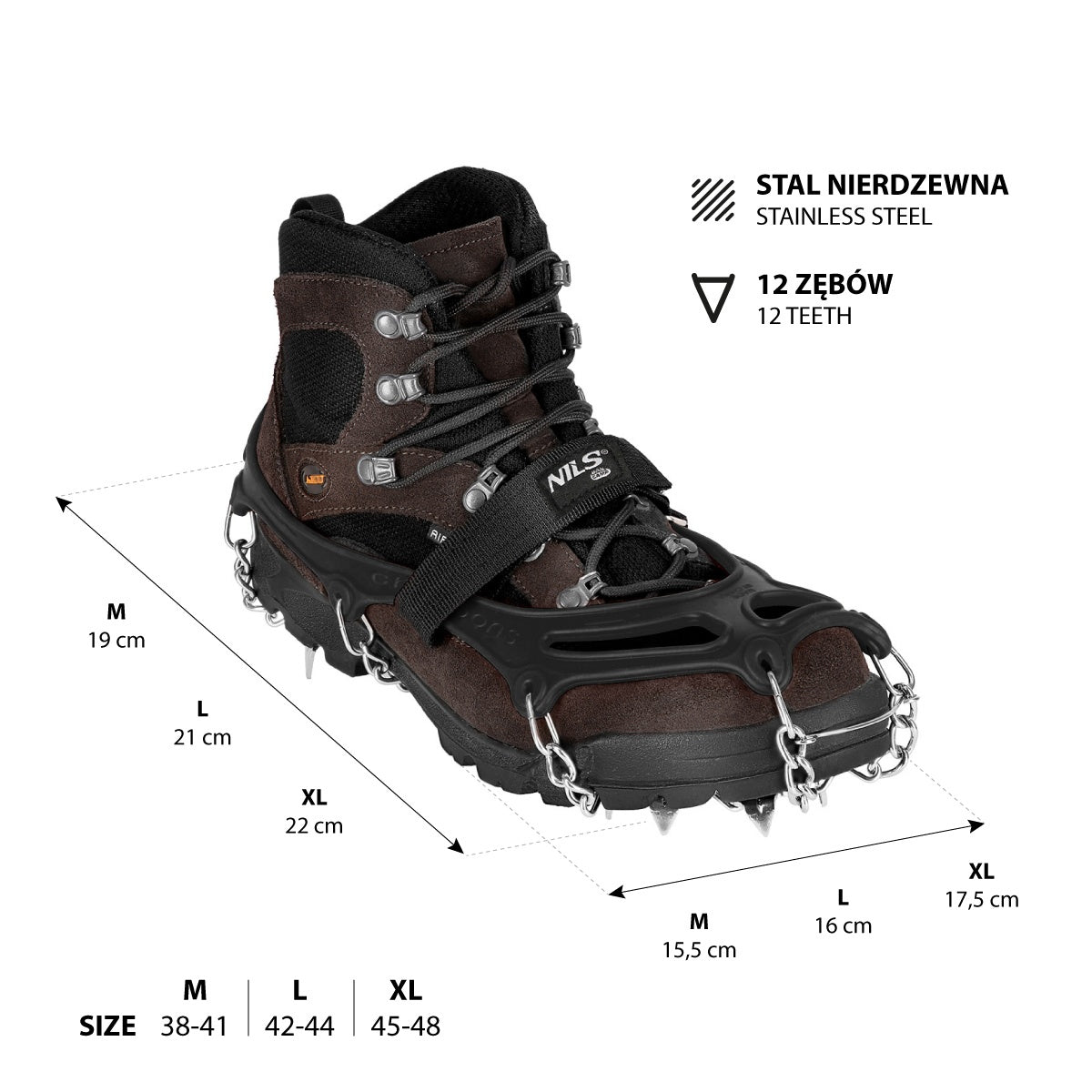 Black Crampons Size L – Anti-Slip Ice Grips