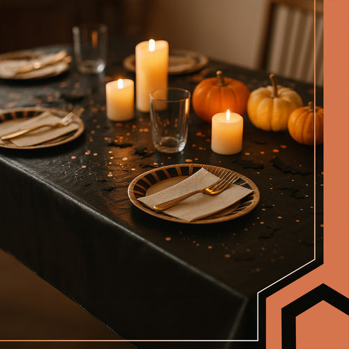 Black Foil Tablecloth, 137x274cm, Waterproof & Reusable