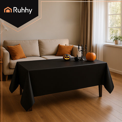 Black Foil Tablecloth, 137x274cm, Waterproof & Reusable