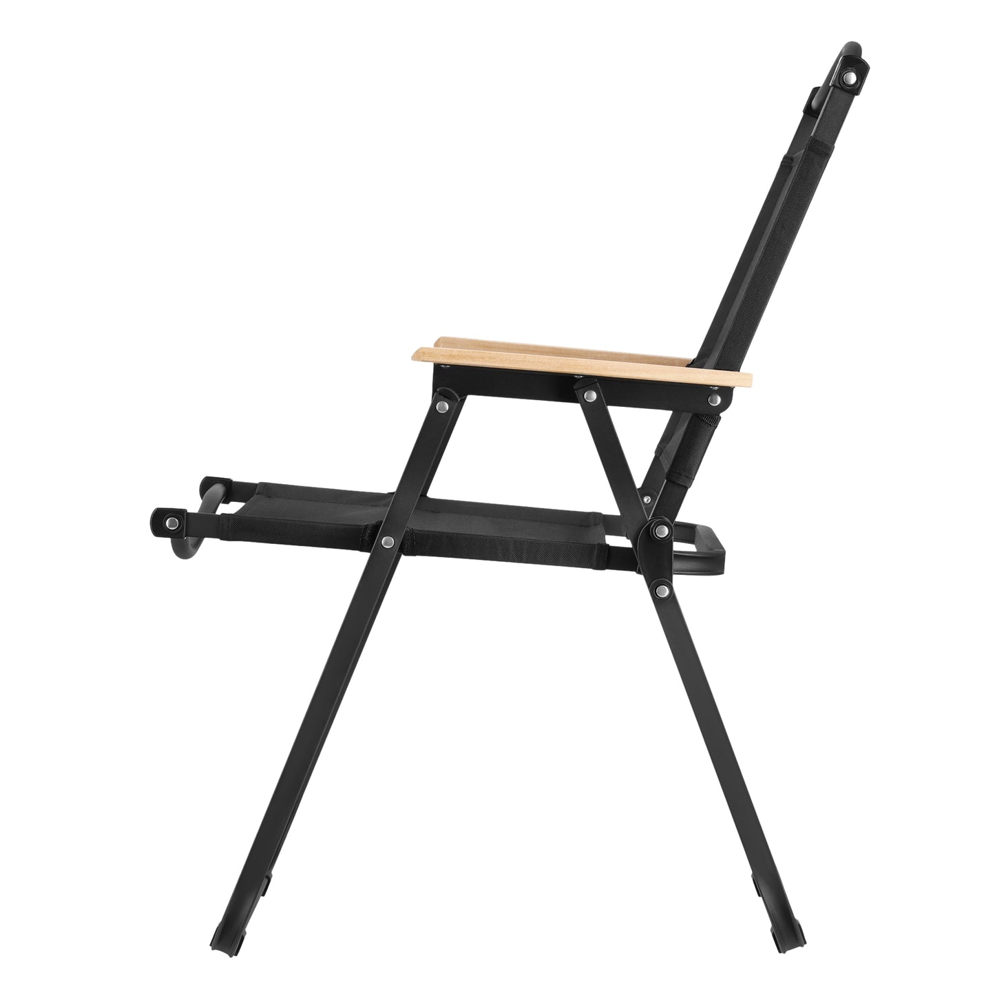 Black Folding Chair, Iron Frame, 900D Polyester Seat