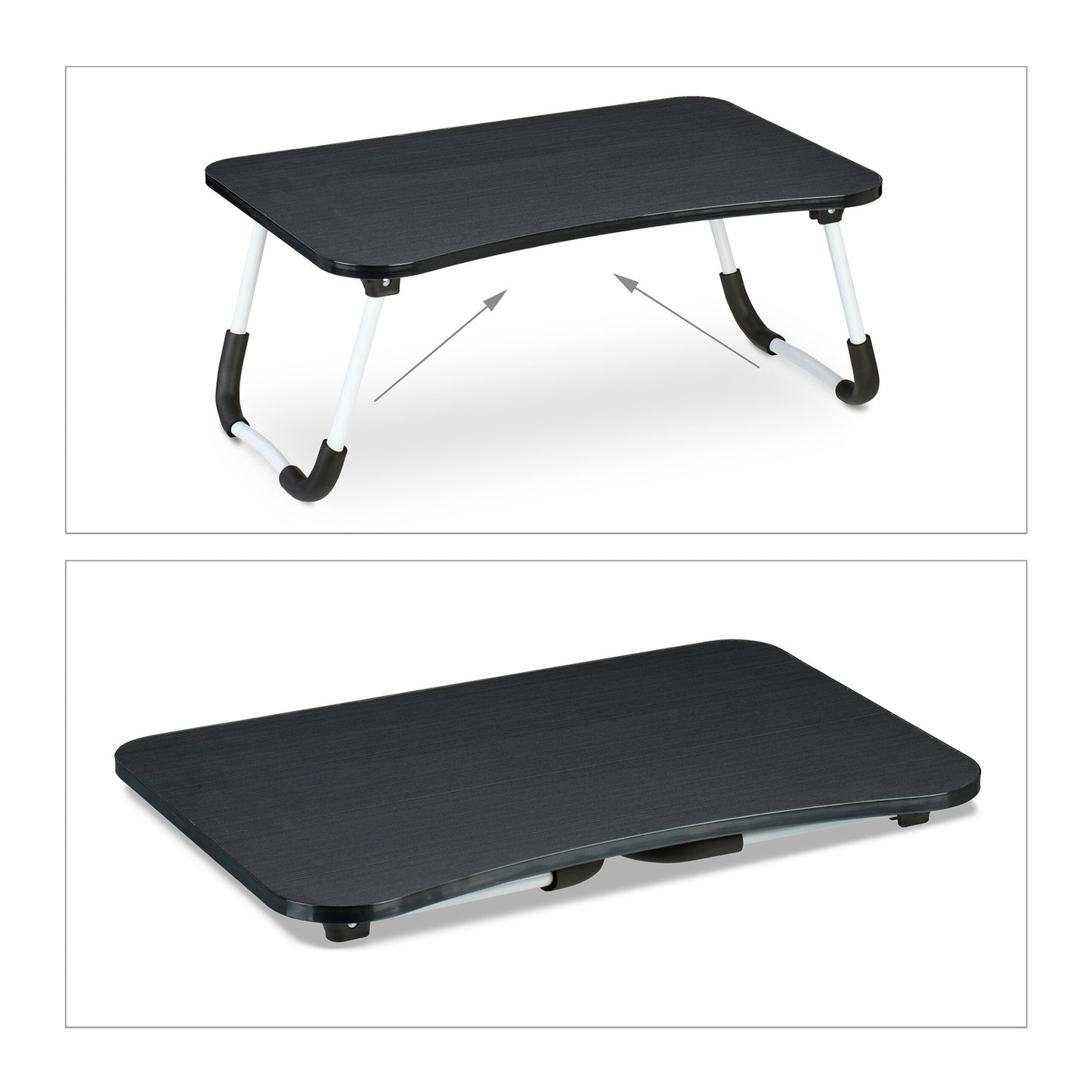 Black Folding Lap Desk – Laptop Bed Tray with Iron Frame