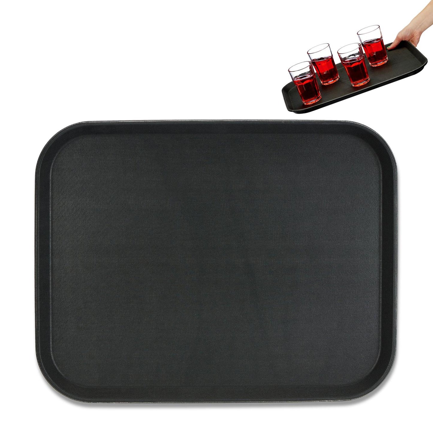 Black Gastro Serving Trays Set, 46x35cm, Non-Slip, 2-Pack