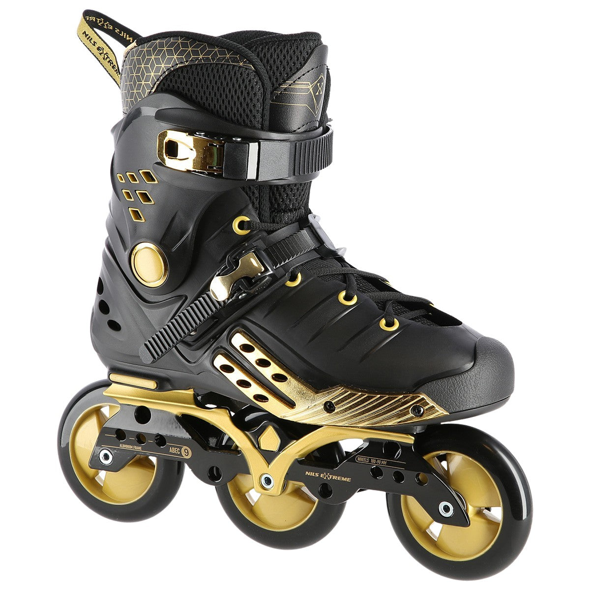 Black-Gold Slalom Inline Skates, Size 35