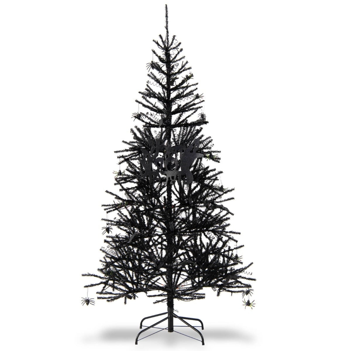 Black Halloween Tree with Purple LED Lights, 183 cm