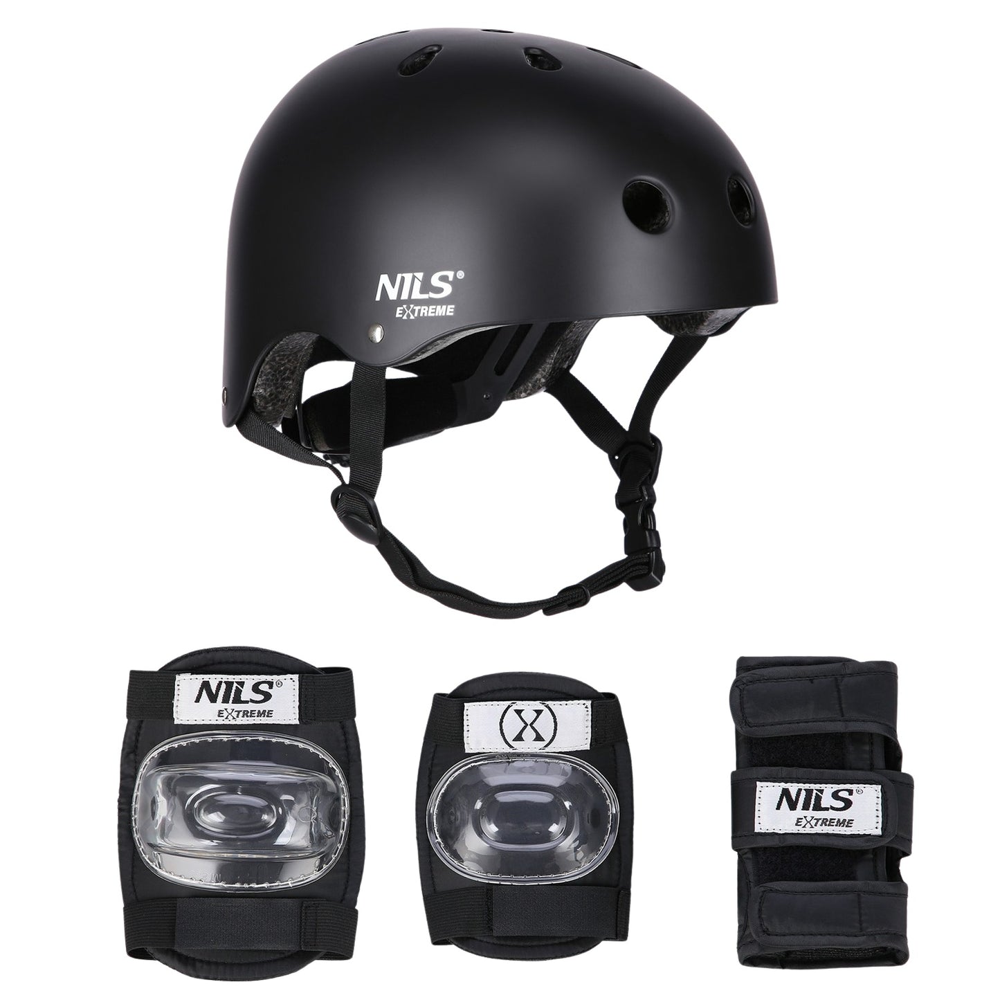 Black Helmet with Protectors Set, Size S