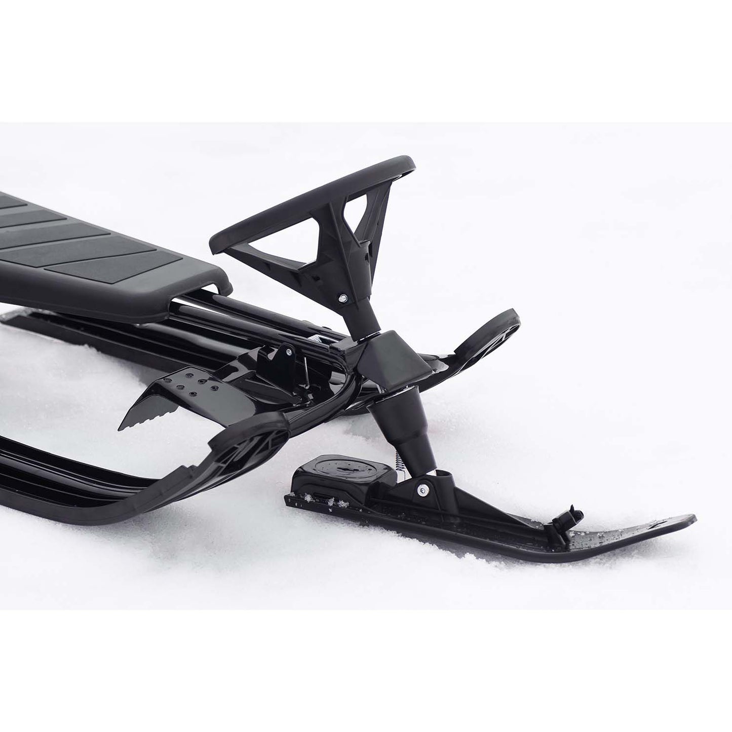 Black Kids Sled, Durable HDPE Plastic, Auto Retractable Rope