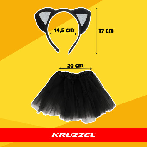 Black Kitten Costume for Girls, 4-Piece Set, Ages 3-10
