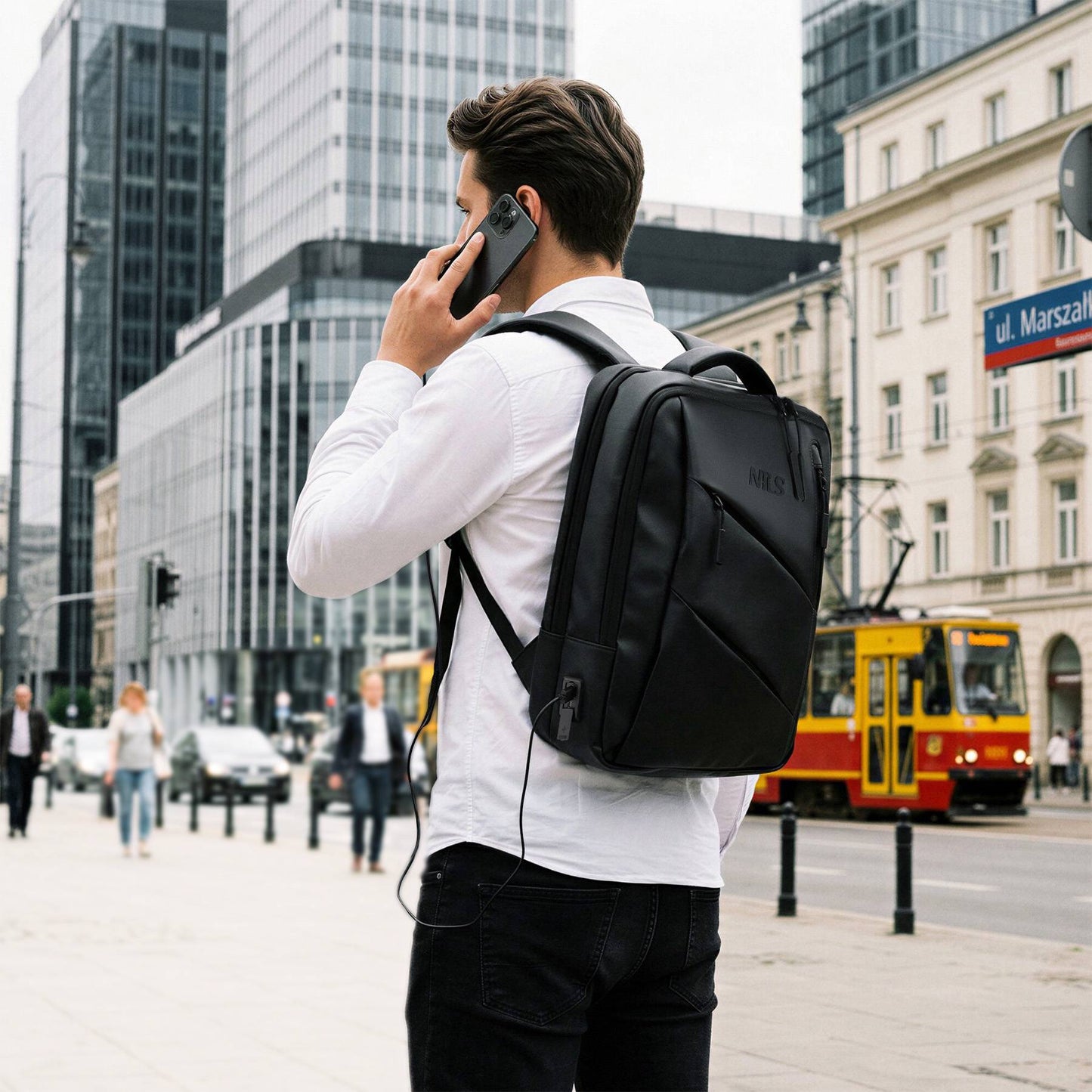 Black Laptop Backpack, USB-C Port, 15L Capacity
