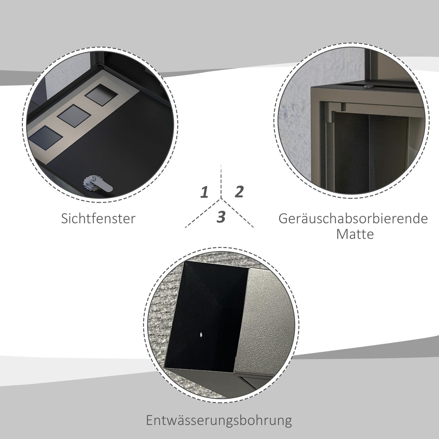 Black metal mailbox with window & key lock, 36.5x11.5x29cm