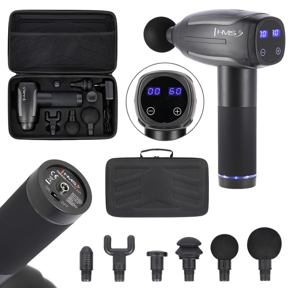 Black Massage Gun, Handheld Deep Tissue Massager