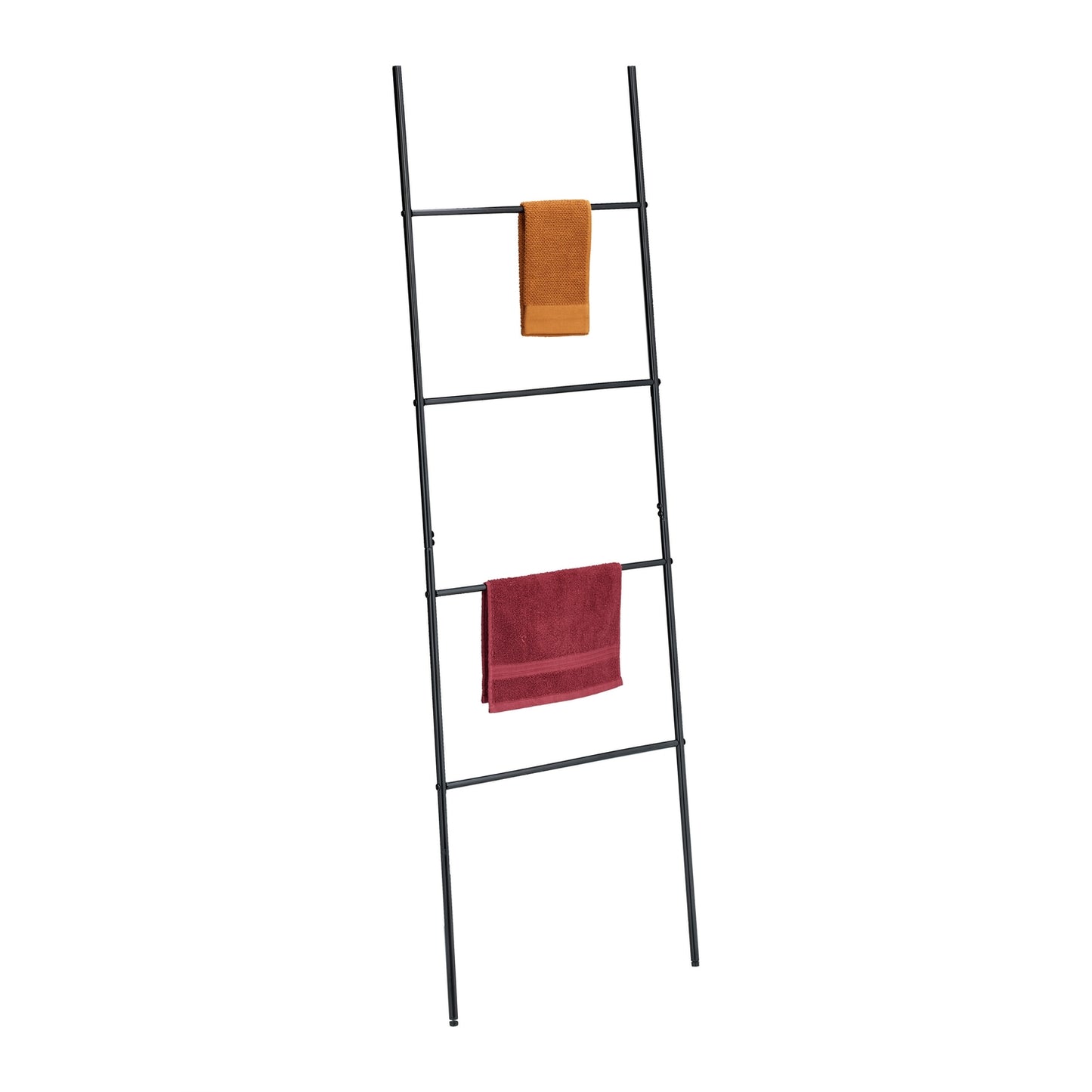 Black Metal Towel Ladder Rack with 4 Rungs