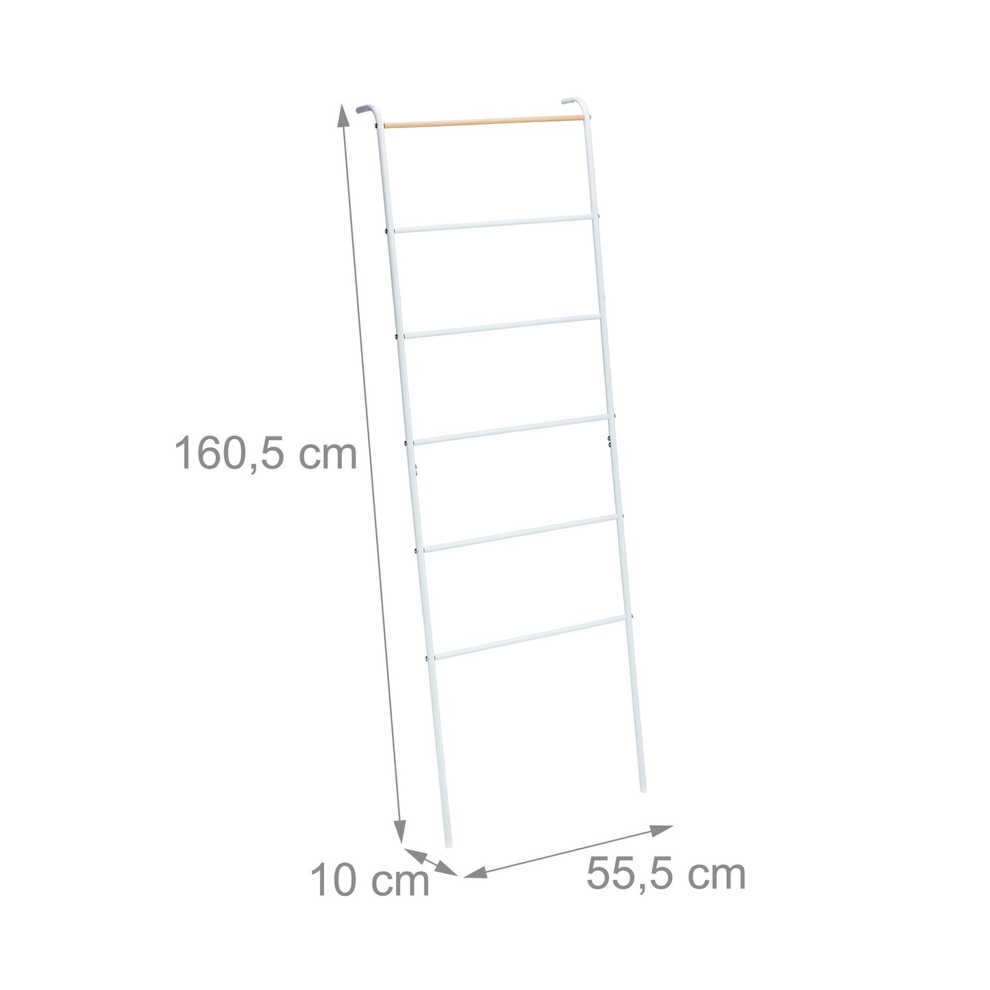 Black Metal Towel Ladder Rack with 6 Rungs