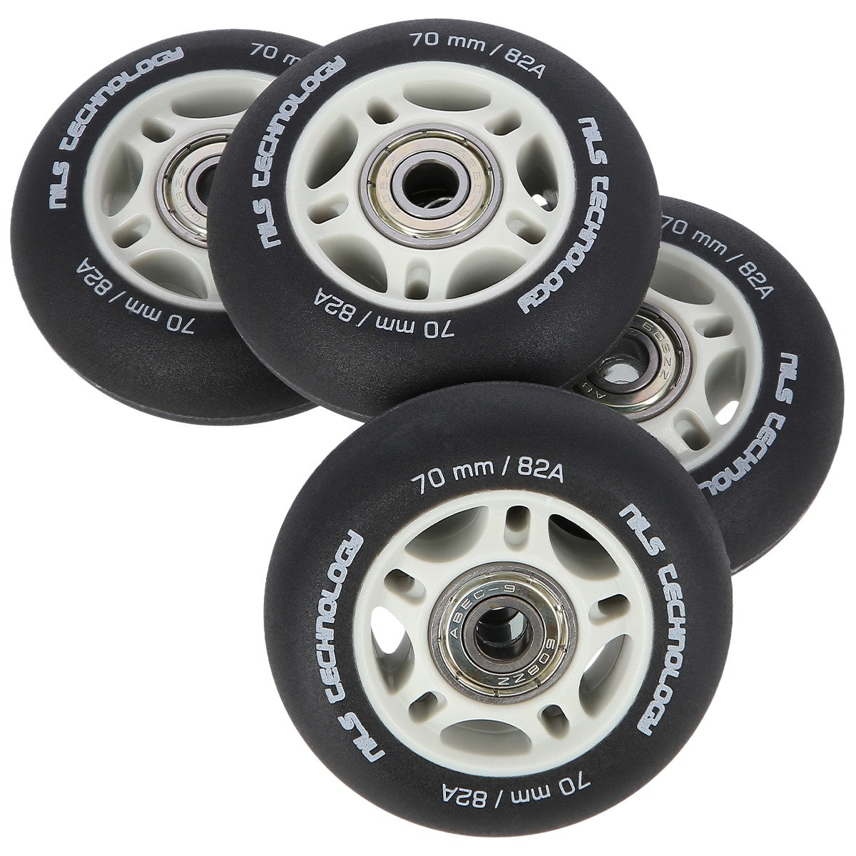 Black PU 70x24 82A Wheels & ABEC-9 Bearings Set