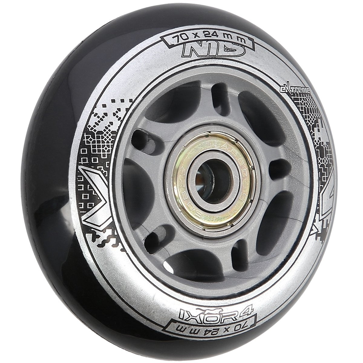 Black PU 70x24 82A Wheels & ABEC-9 Bearings Set
