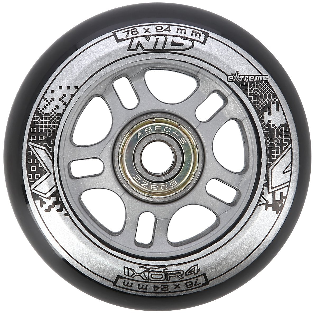 Black PU 76x24 82A Wheels & ABEC-9 Bearings Set