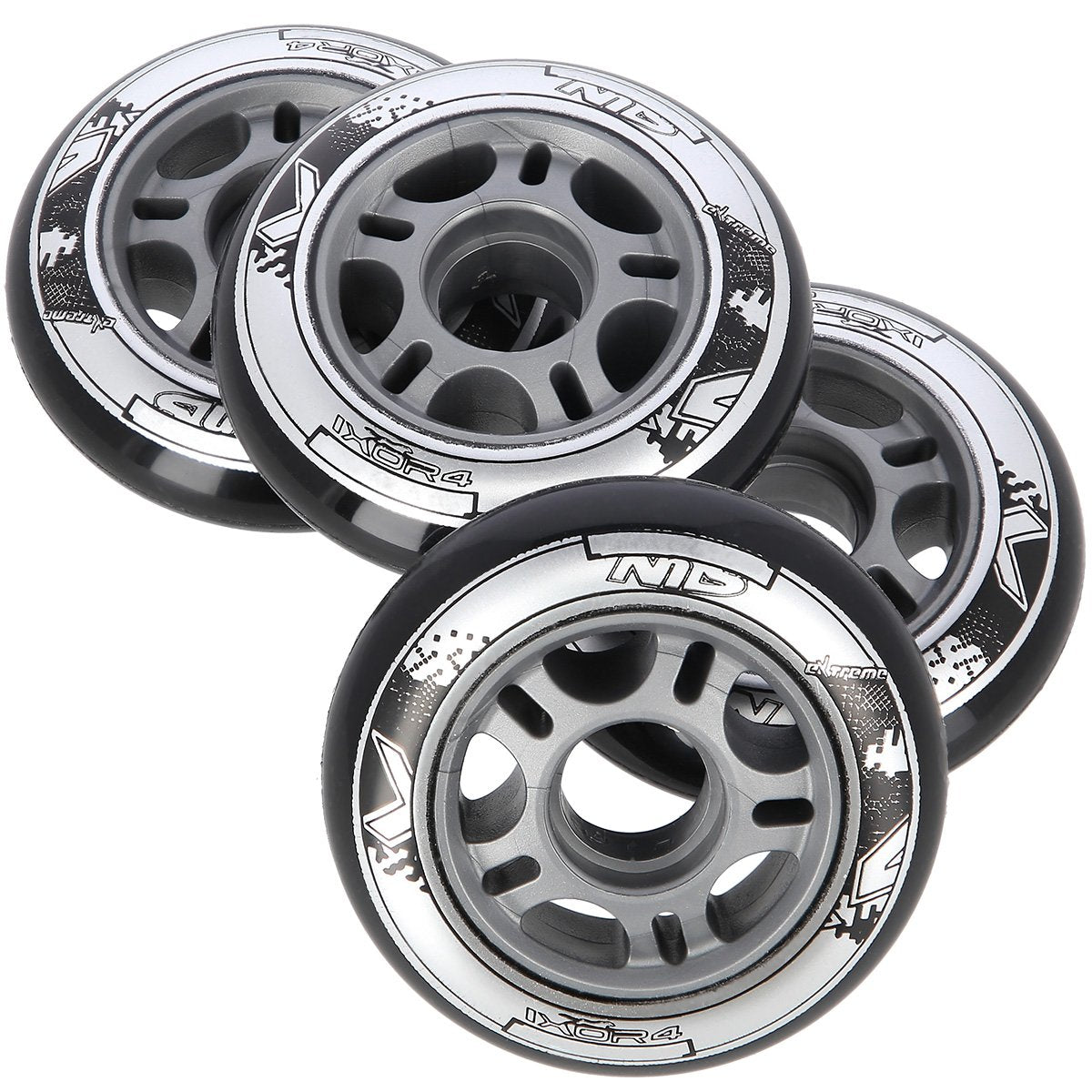 Black PU Skate Wheels, 70x24mm, 82A, Set of 4