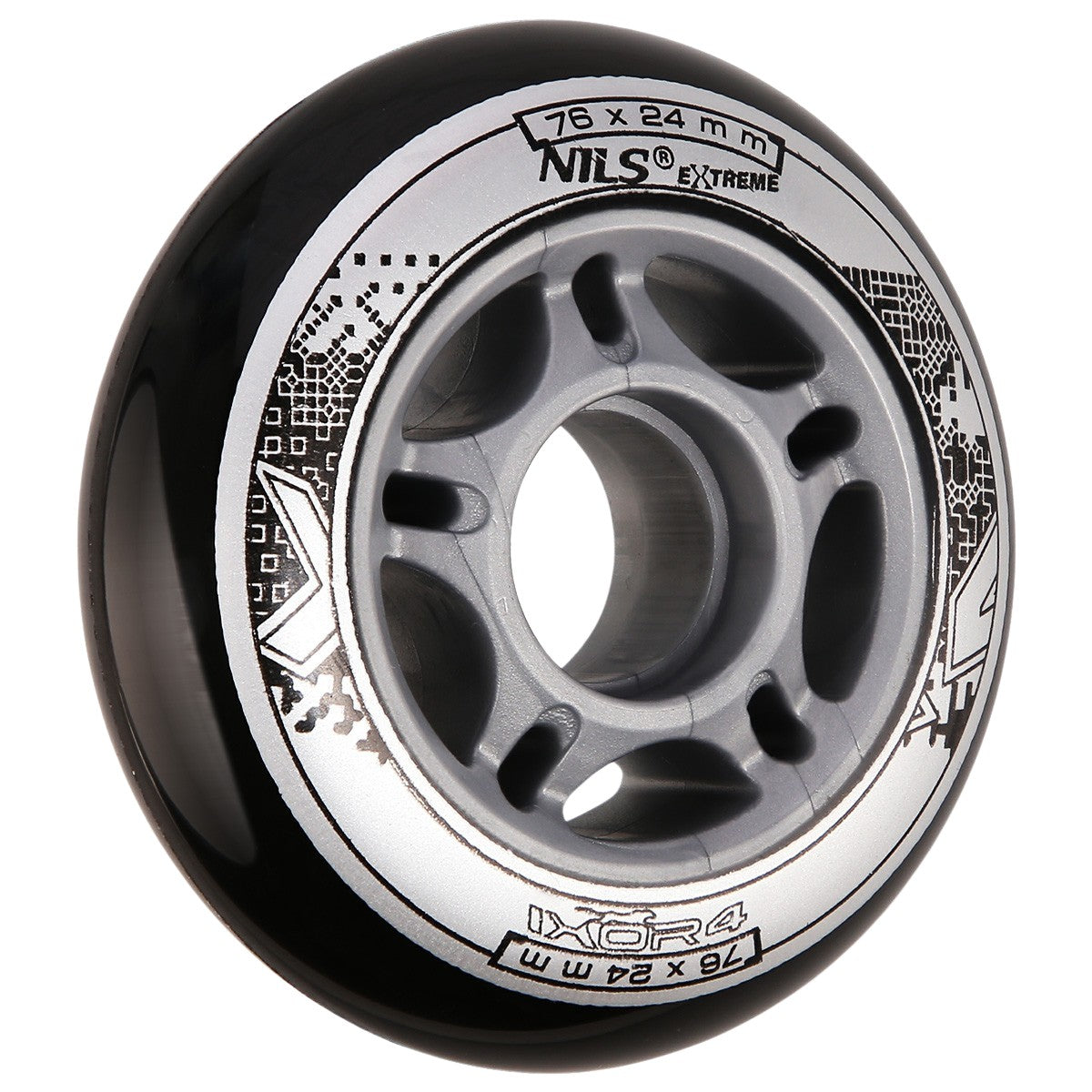Black PU Skateboard Wheels, 76x24mm, 82A, Set of 4
