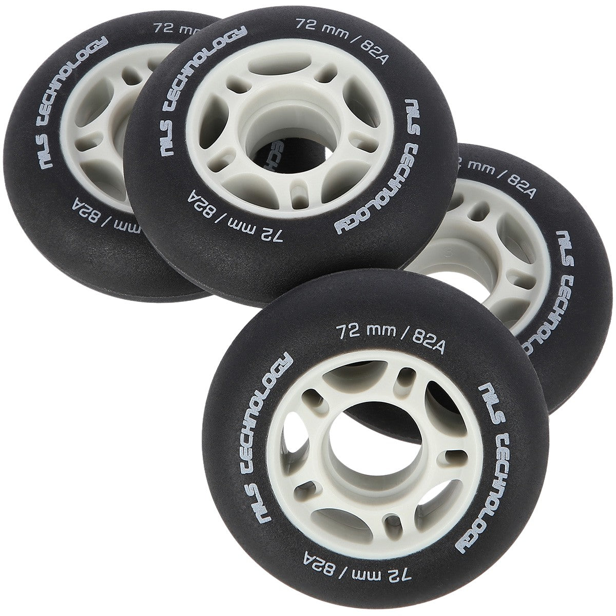 Black PU Wheels, 72x24mm, 82A, Set of 4