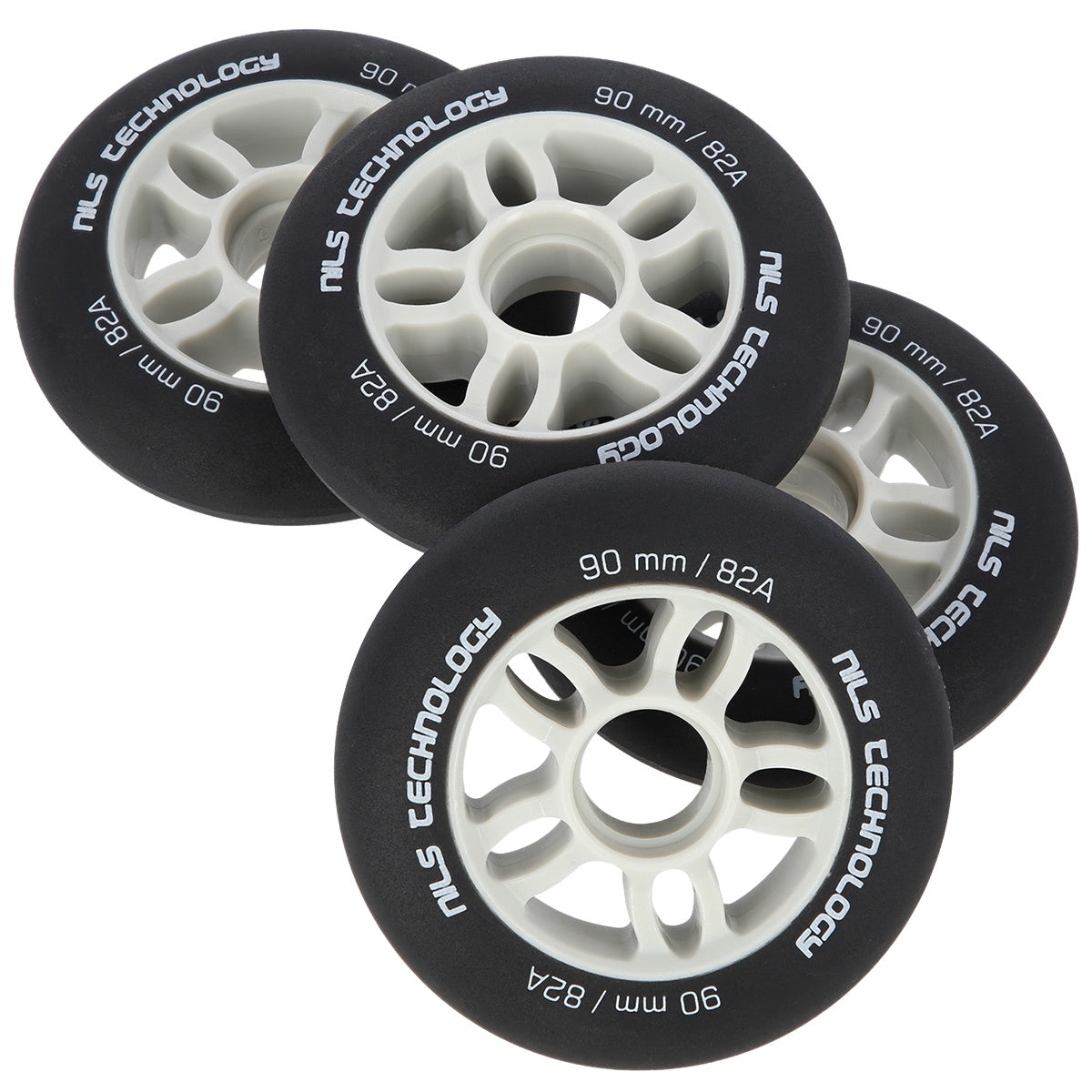 Black PU Wheels 90x24mm 82A, Set of 4