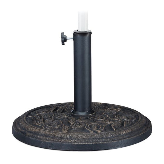 Black Parasol Stand with Rose Pattern
