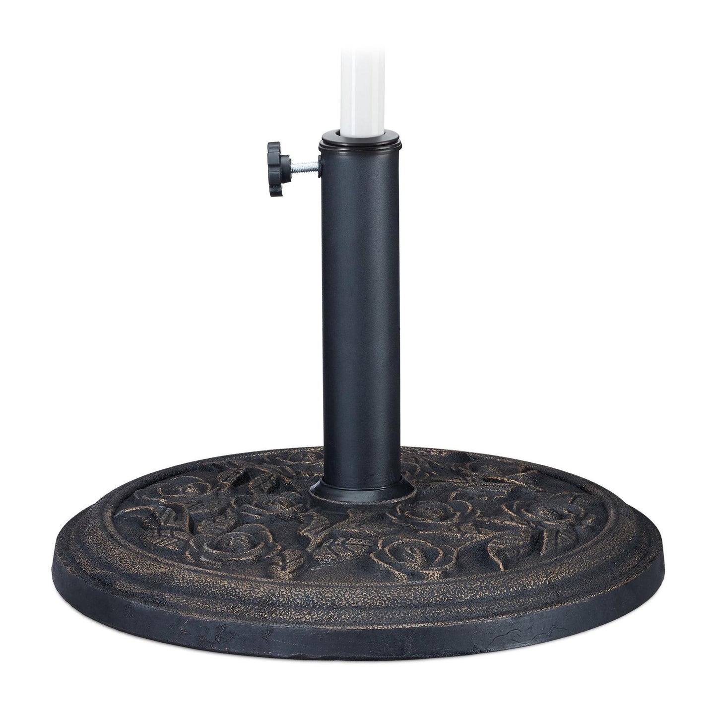 Black Parasol Stand with Rose Pattern