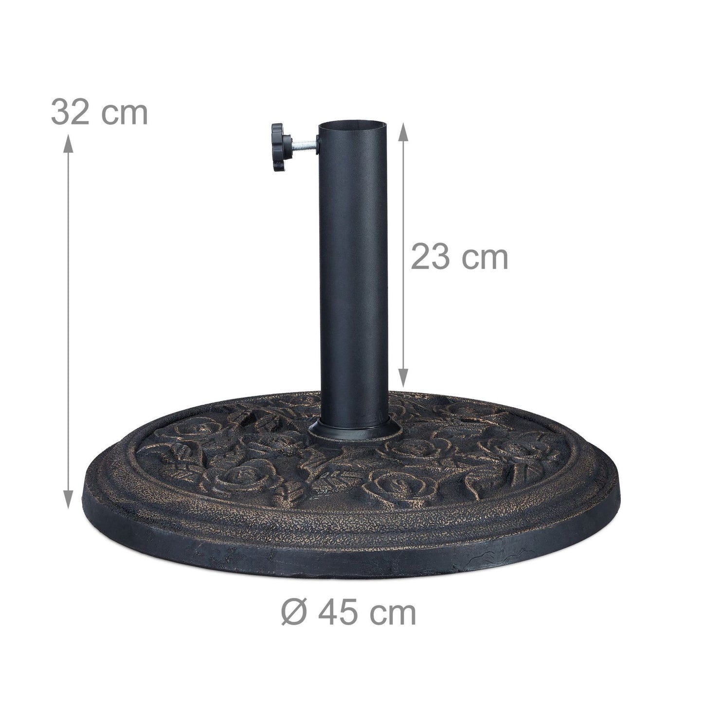 Black Parasol Stand with Rose Pattern