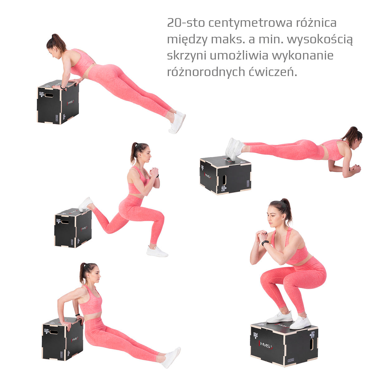 Black Plyometric Box, 50x40x30cm, Durable Fitness Equipment