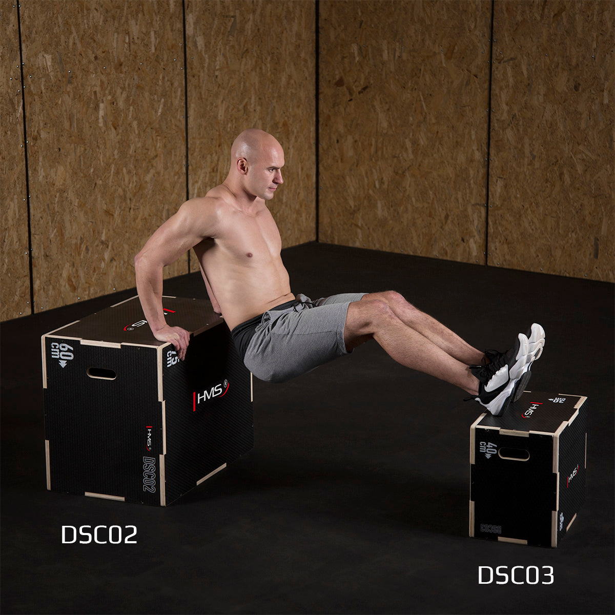 Black Plyometric Box, 50x40x30cm, Durable Fitness Equipment