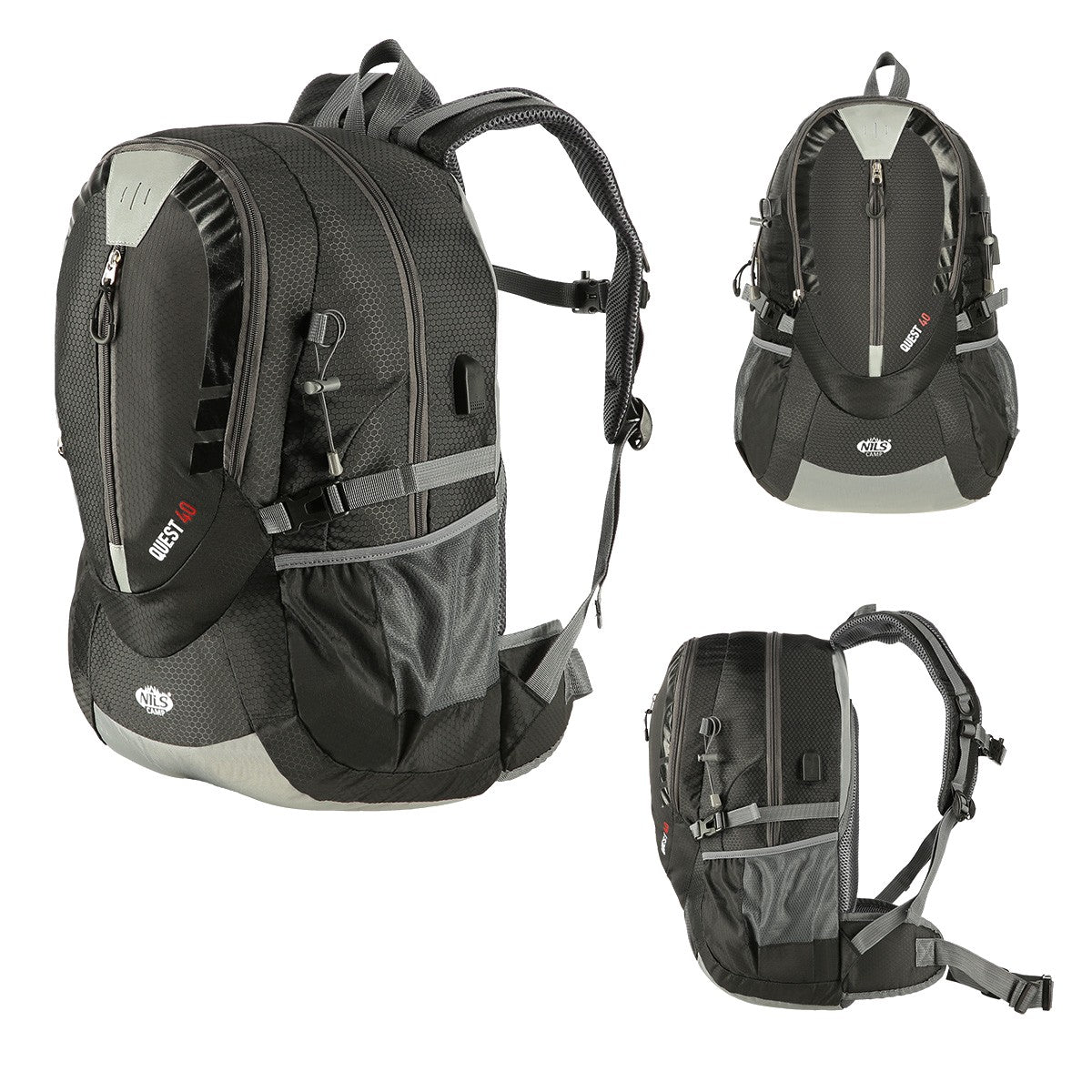 Black Quest Backpack, Durable and Spacious, Nils Camp