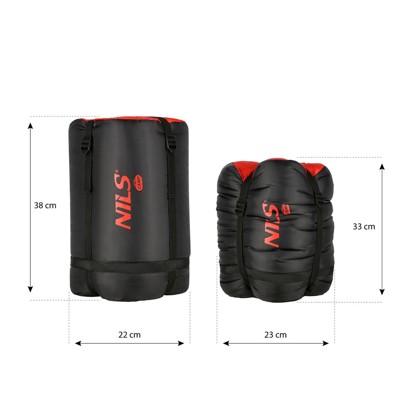 Black-Red Sleeping Bag, Compact, Lightweight