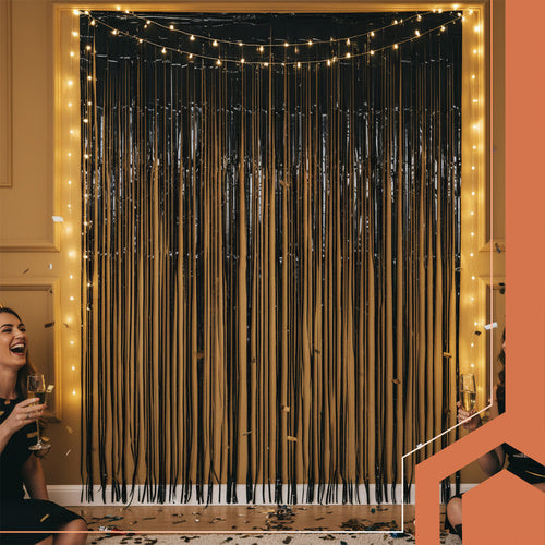 Black Self-Adhesive Party Curtain, 100x200cm
