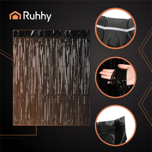 Black Self-Adhesive Party Curtain, 100x200cm