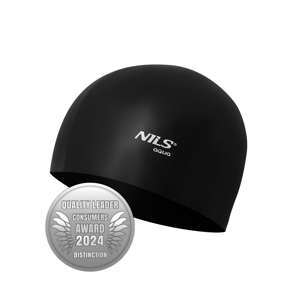 Black Silicone Swimming Cap – Solid Color