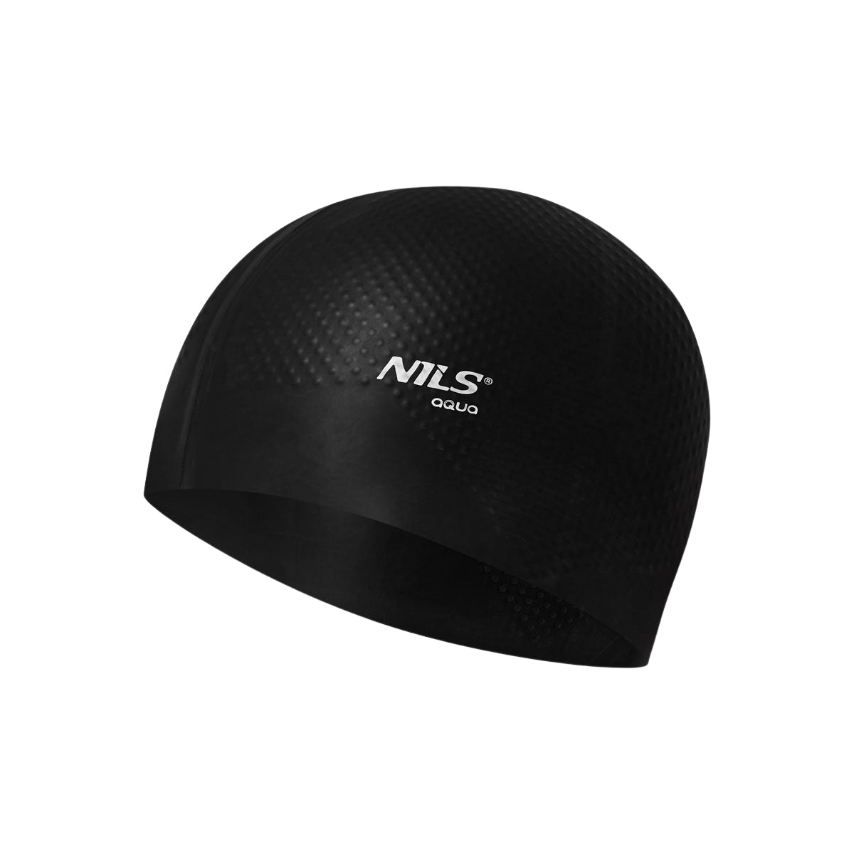Black Silicone Swimming Cap – Solid Color, Dots Design