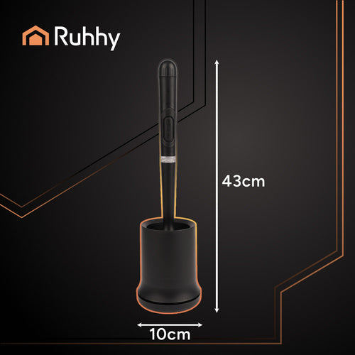 Black Silicone Toilet Brush with Holder, Wall-Mountable