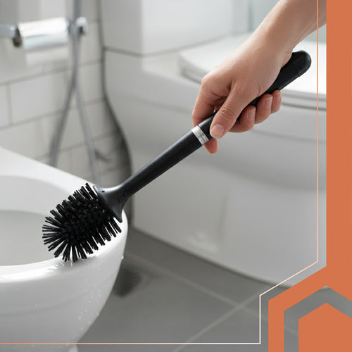 Black Silicone Toilet Brush with Holder, Wall-Mountable