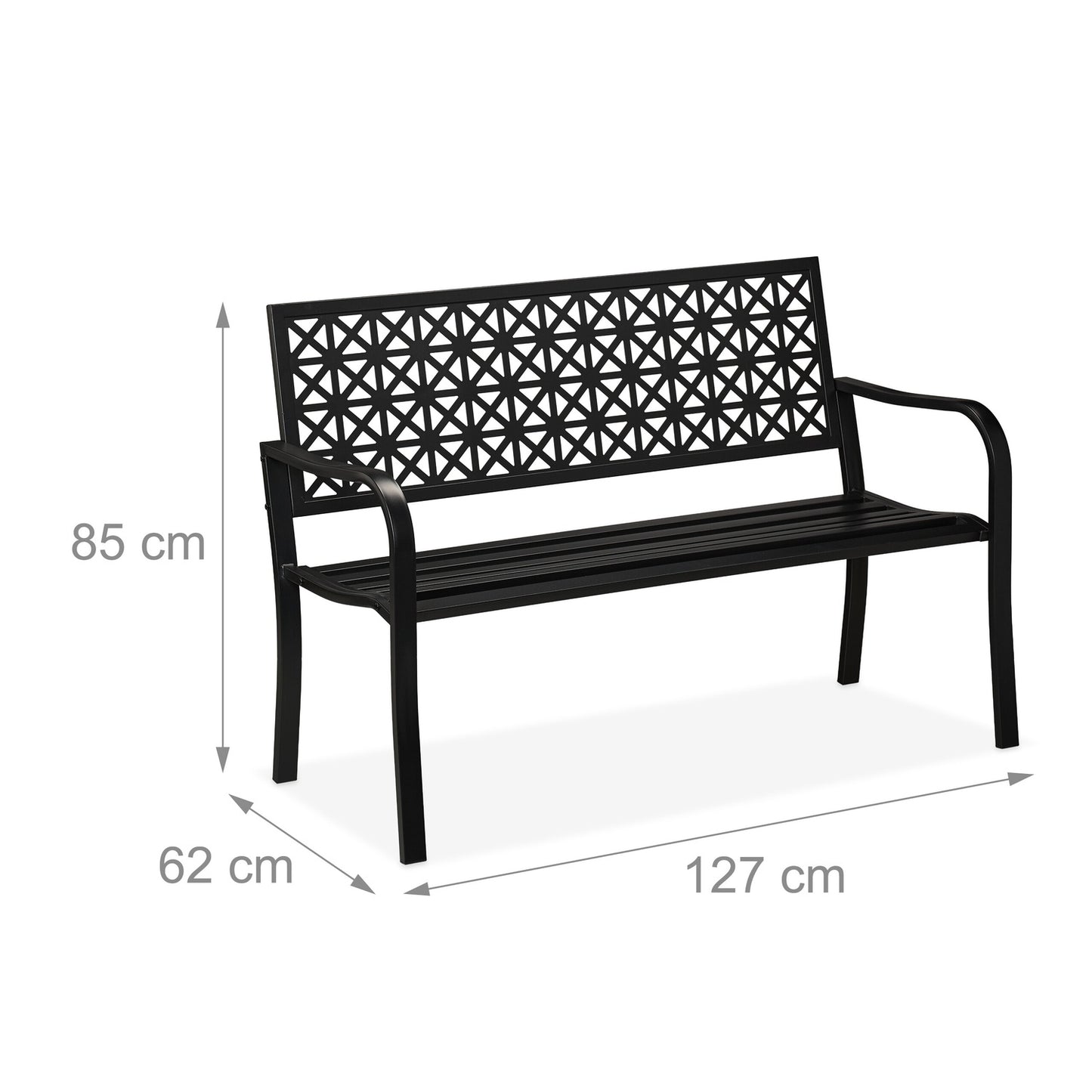 Black Steel Garden Bench – Geometric Design