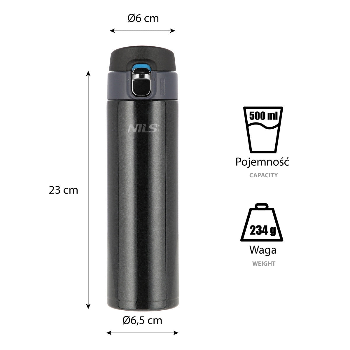 Black Thermal Cup, 28oz, Insulated Stainless Steel