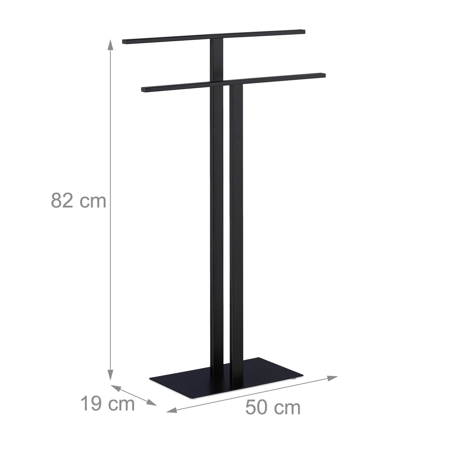 Black Towel Rack with 2 Bars