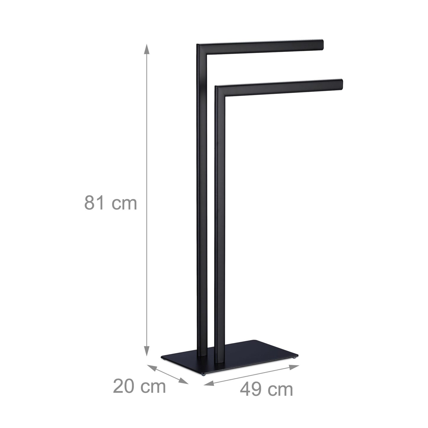 Black Towel Rack with 2 Bars