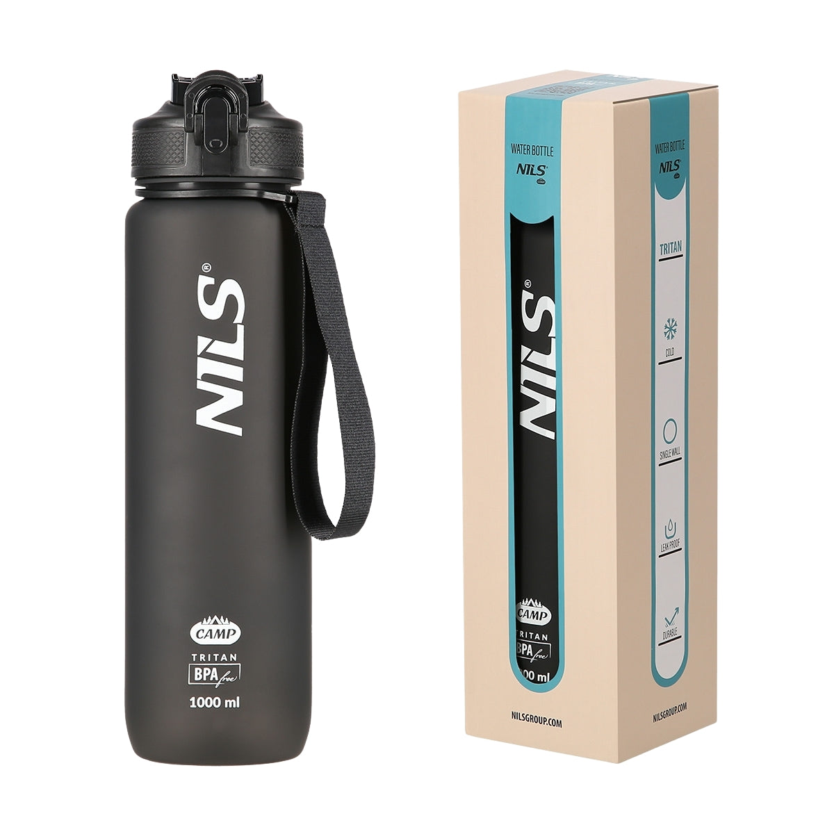 Black Tritan Water Bottle – Durable, BPA-Free, 750ml
