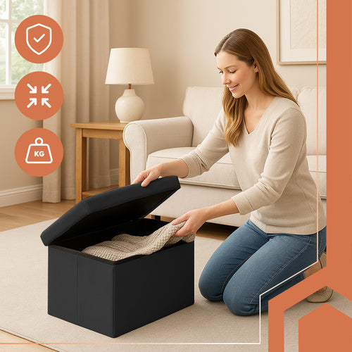 Black Velvet Pouf, 60x30x30 cm