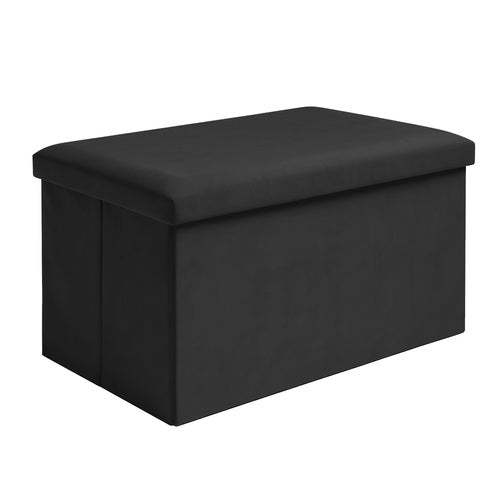 Black Velvet Pouf, 60x30x30 cm